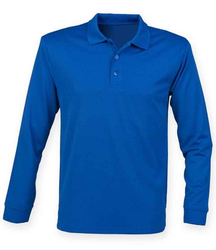 Henbury Unisex Long Sleeve Coolplus� Piqu� Polo Shirt - ROY - 3XL